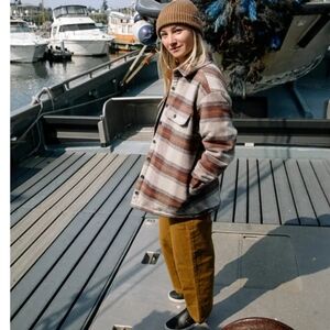 Kavu Brown and Cream Plaid Jacket